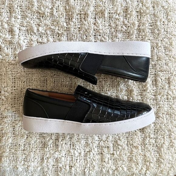 Vionic Demetra Black Croc Embossed Leather Slip On Sneaker Arch Support 9.5 - Picture 7 of 12